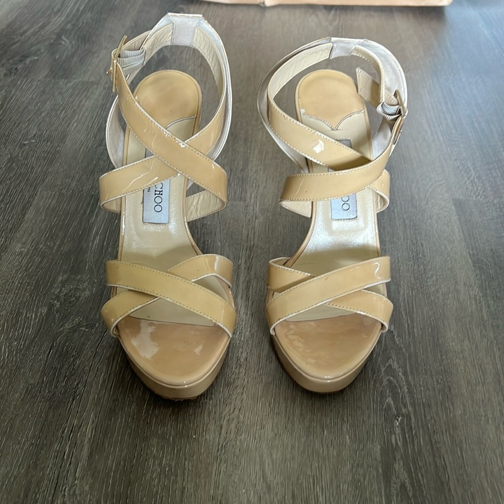 Jimmy Choo- Patent Leather Strappy Heels- Size 38